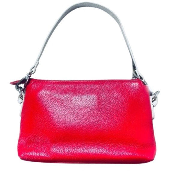 Danier Leather Red and Cream Leather ShoulderHand  Bag with Detachable Strap - Picture 1 of 14